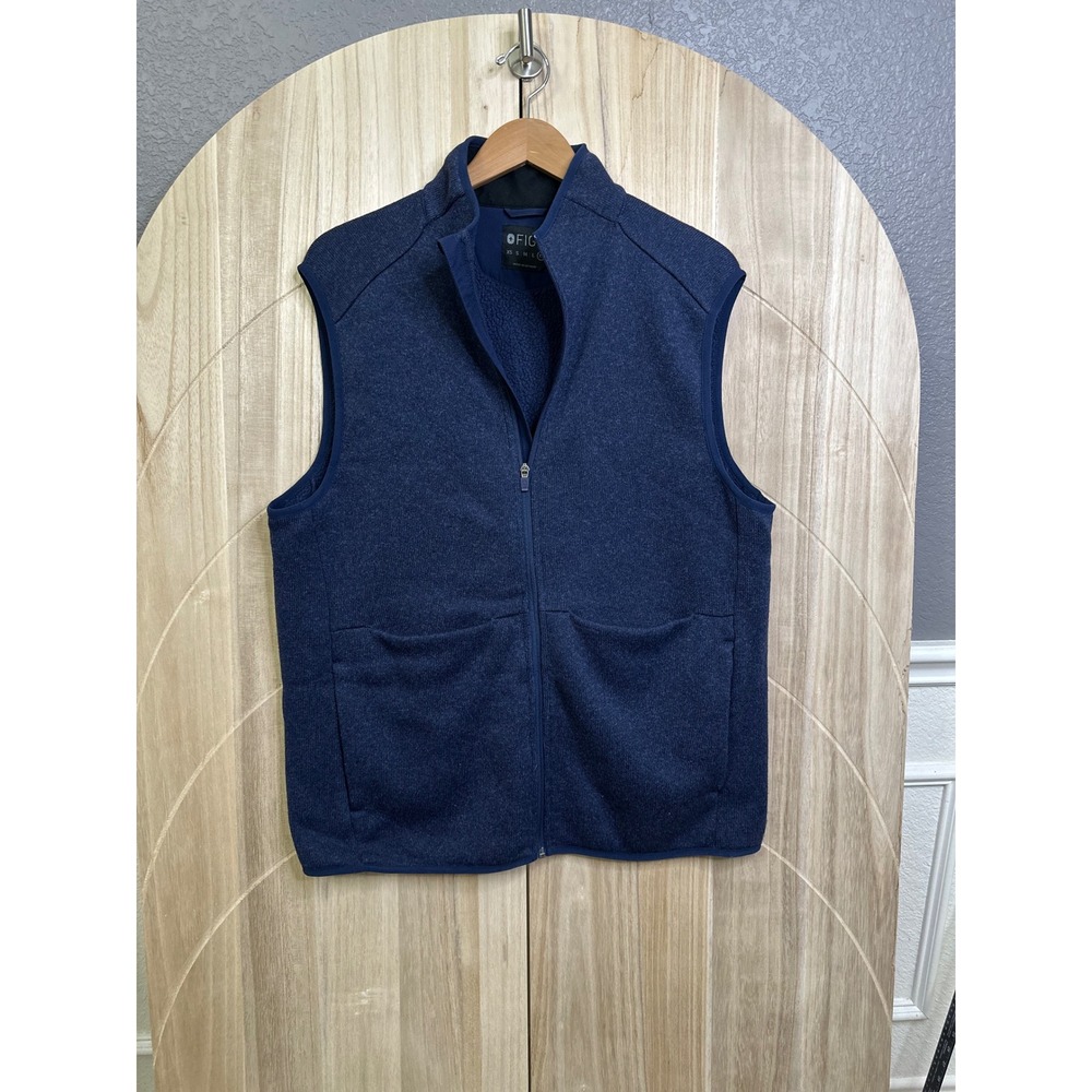 Figs Mens on shift Navy Fleece Vest Full Zip Scrub  XL